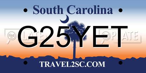 G25YET South Carolina License Plate
