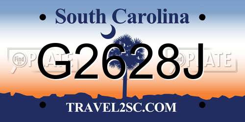 G2628J South Carolina License Plate