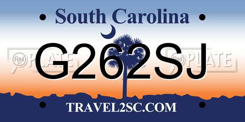 G262SJ South Carolina License Plate