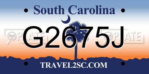 G2675J South Carolina License Plate