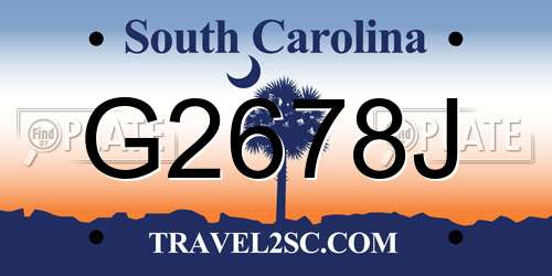 G2678J South Carolina License Plate