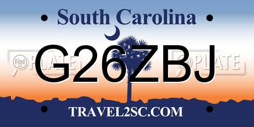 G26ZBJ South Carolina License Plate