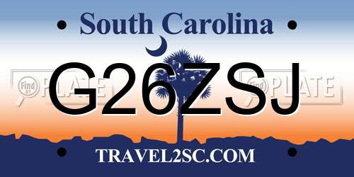 G26ZSJ South Carolina License Plate