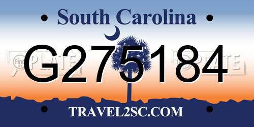 G275184 South Carolina License Plate