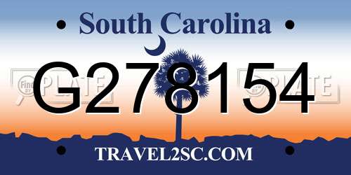 G278154 South Carolina License Plate