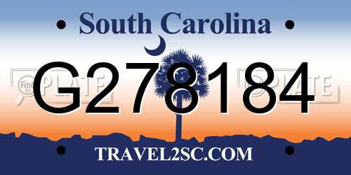G278184 South Carolina License Plate