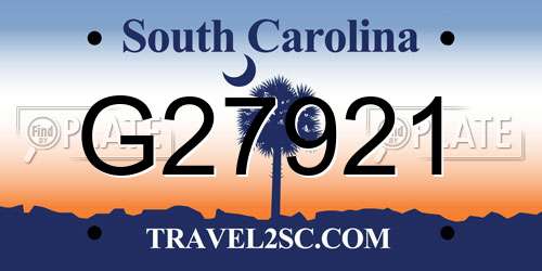 G27921 South Carolina License Plate