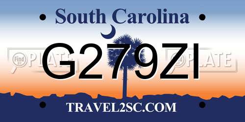G279ZI South Carolina License Plate