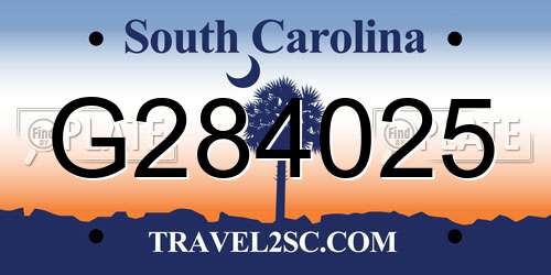 G284025 South Carolina License Plate