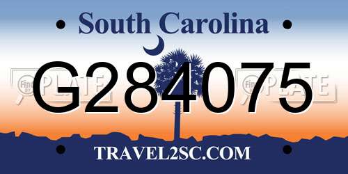 G284075 South Carolina License Plate