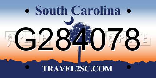 G284078 South Carolina License Plate