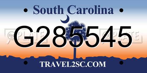 G285545 South Carolina License Plate