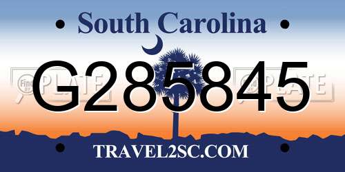 G285845 South Carolina License Plate