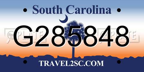 G285848 South Carolina License Plate