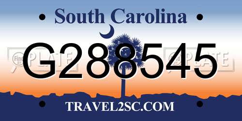G288545 South Carolina License Plate