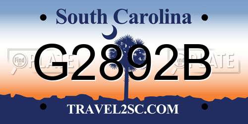 G2892B South Carolina License Plate