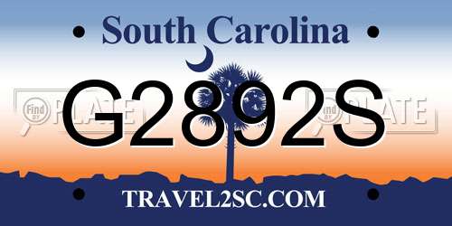 G2892S South Carolina License Plate