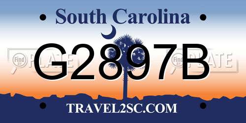 G2897B South Carolina License Plate