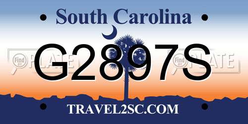 G2897S South Carolina License Plate