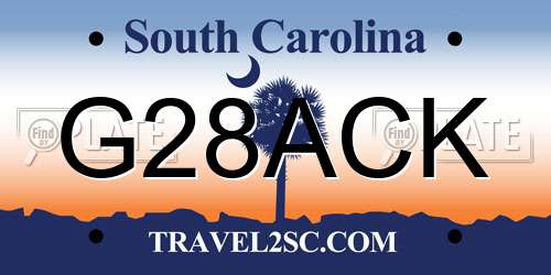 G28ACK South Carolina License Plate