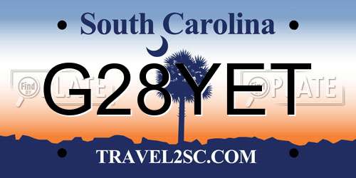 G28YET South Carolina License Plate