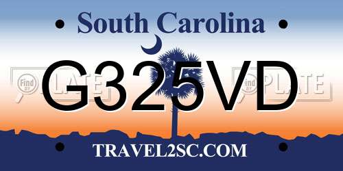 G325VD South Carolina License Plate