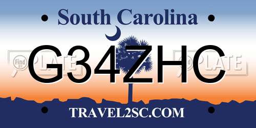 G34ZHC South Carolina License Plate