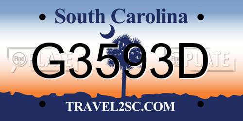 G3593D South Carolina License Plate