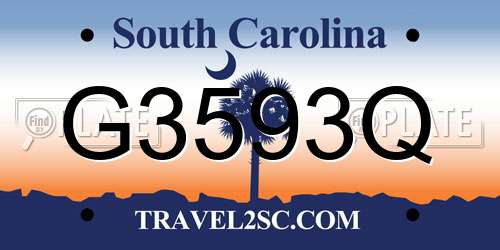 G3593Q South Carolina License Plate