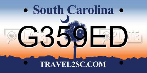G359ED South Carolina License Plate