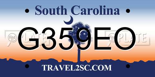 G359EO South Carolina License Plate