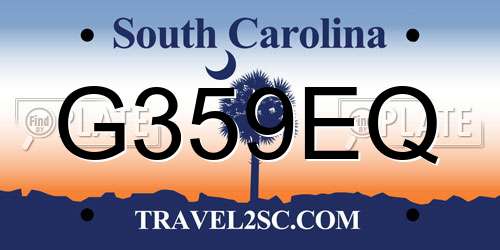 G359EQ South Carolina License Plate