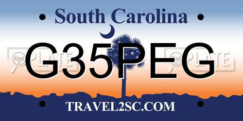 G35PEG South Carolina License Plate