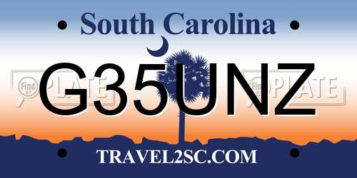 G35UNZ South Carolina License Plate