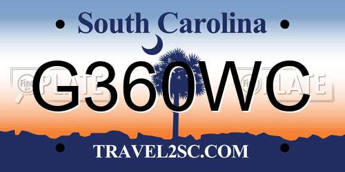 G360WC South Carolina License Plate