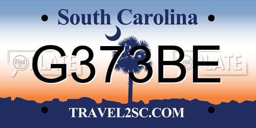 G373BE South Carolina License Plate