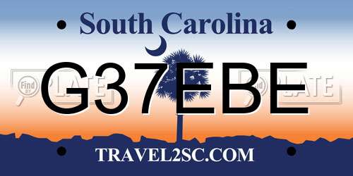 G37EBE South Carolina License Plate