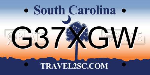 G37XGW South Carolina License Plate