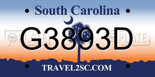 G3893D South Carolina License Plate