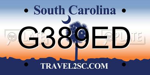 G389ED South Carolina License Plate