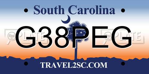 G38PEG South Carolina License Plate