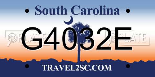 G4032E South Carolina License Plate