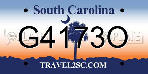 G4173O South Carolina License Plate