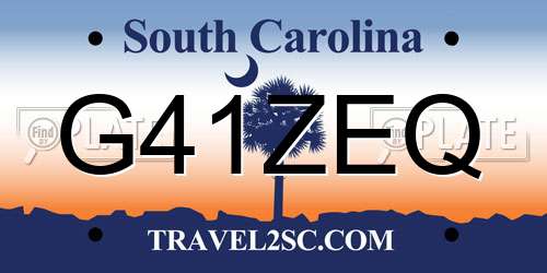 G41ZEQ South Carolina License Plate