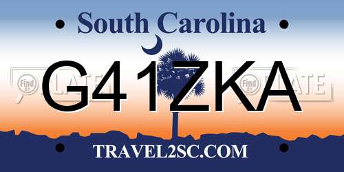 G41ZKA South Carolina License Plate