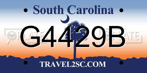 G4429B South Carolina License Plate