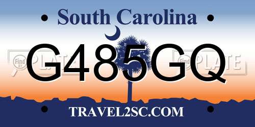 G485GQ South Carolina License Plate