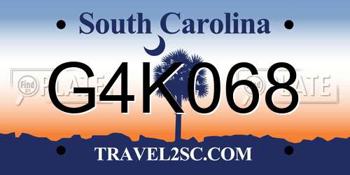 G4K068 South Carolina License Plate
