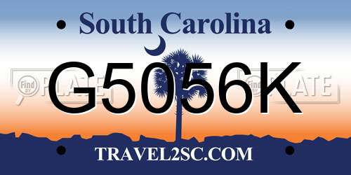 G5056K South Carolina License Plate