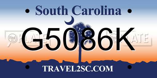 G5086K South Carolina License Plate